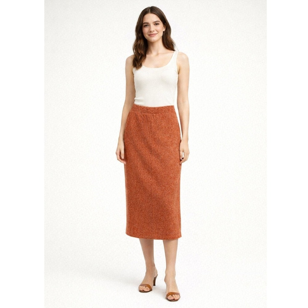 Amen‎ Wardy Vintage Orange Boucle Knit Maxi Pensil Skirt Size 1 S